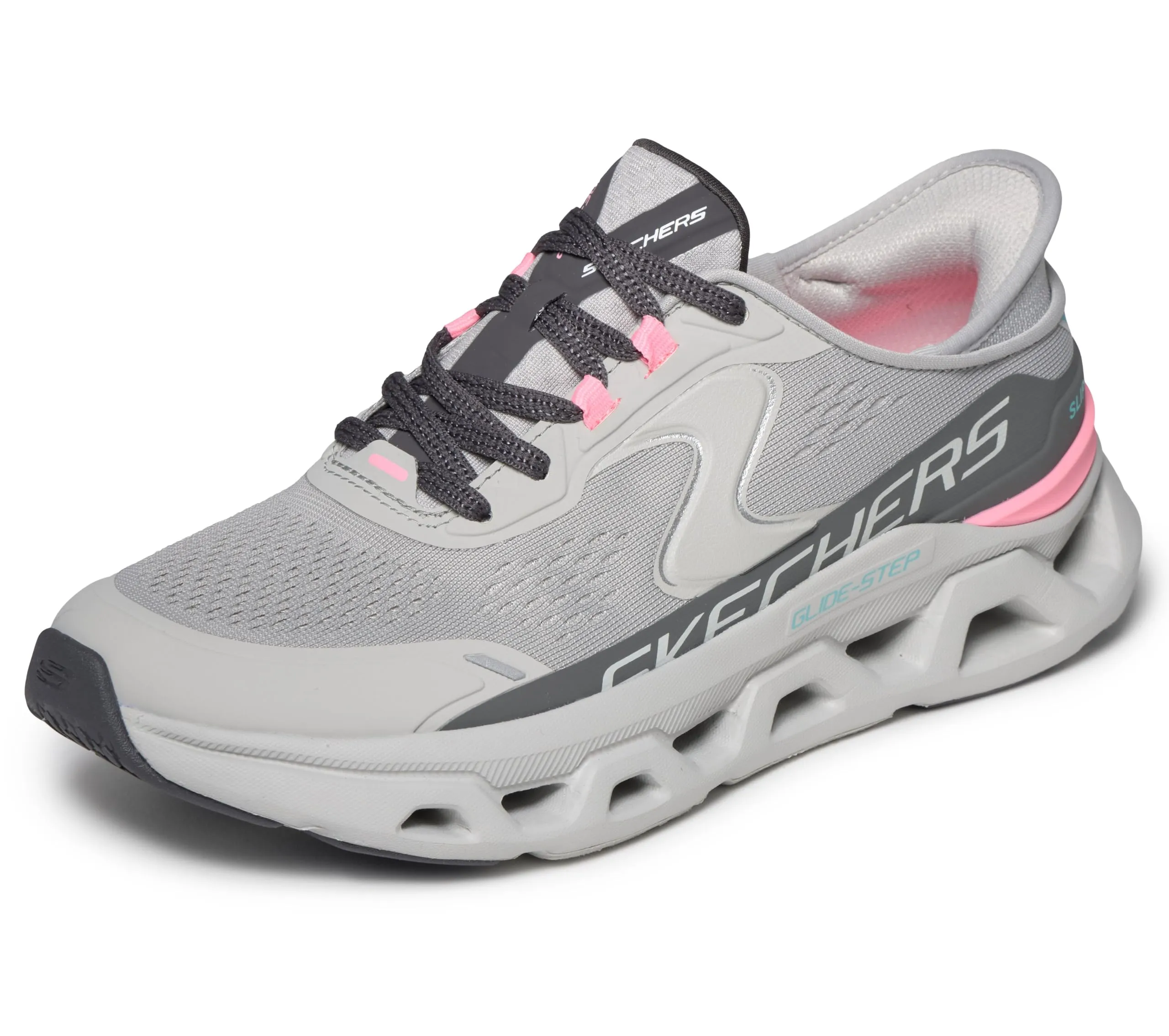 Skechers Donna Glide-Step Altus Slip-In ALLENATRICE, Gray Synthetic/Mesh/Pink Trim, 40 EU