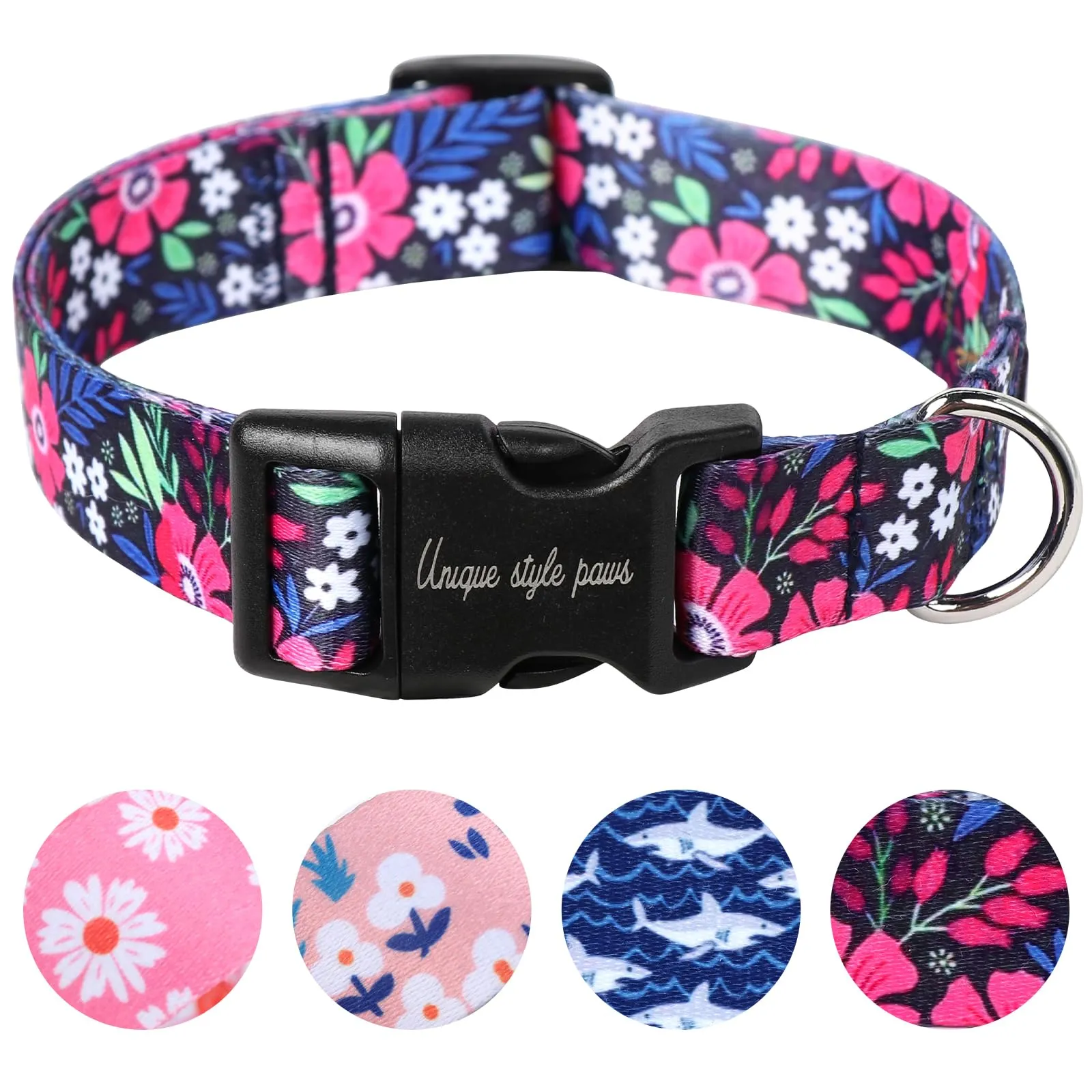 Collare per cani con fiore rosa di Unique Style Paws, imbracature, collari e guinzagli per cani, collare largo con farfalla, catena per cani, collare per cani, guinzaglio, regali per cani di taglia
