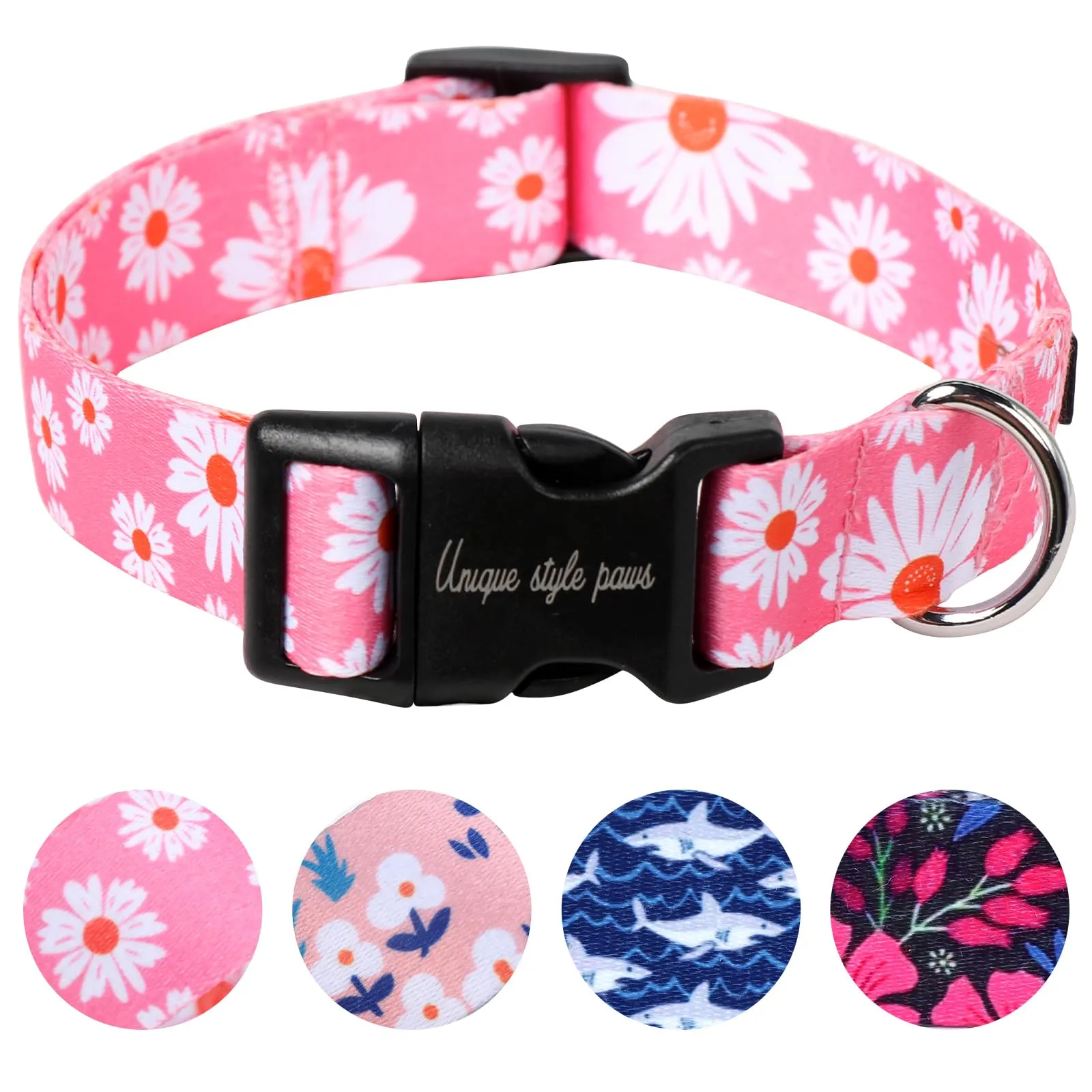 Unique style paws Collare per Cani Rosa Margherita Pettorina Collari e Guinzagli per Collare Cane Largo Papillon Catena Cane Dog Collar Collare a Strangolo Regali per Cani Piccoli Medi Grandi XS