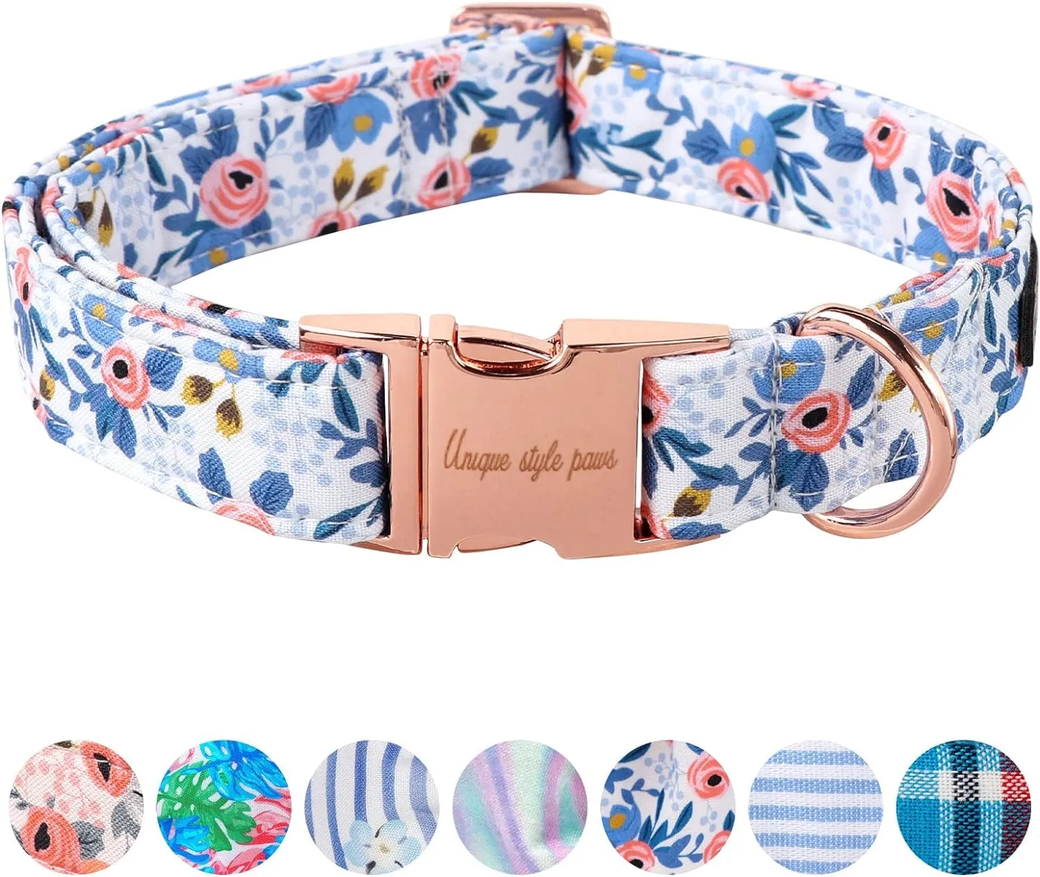 Collare per cani Unique style paws con fiore blu, imbracature, collari e guinzagli per cani, collare per cani, catena con farfalla, collare per cani, guinzaglio per cani, regali per cani di taglia