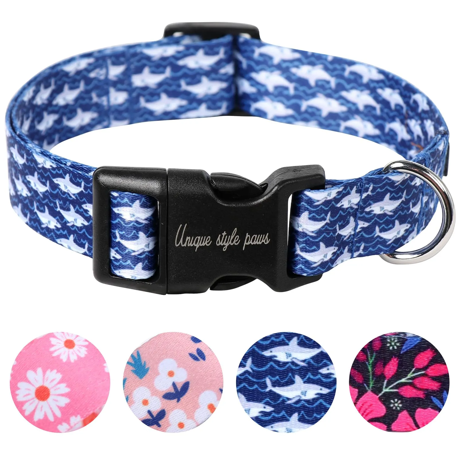 Unique style paws Collare per cani di razza Squalo blu, imbracature, collari e guinzagli per cani, collare per cani largo, con papillon, catena, collare per cani, guinzaglio per cani, regali per cani
