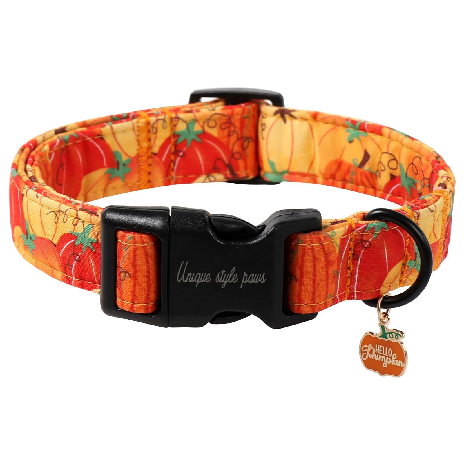 Unique style paws Collare per cani di Halloween, adorabile collare a forma di zucca con chiusura rapida in fibbia di plastica, comodo collare in cotone per cani maschi e femmine