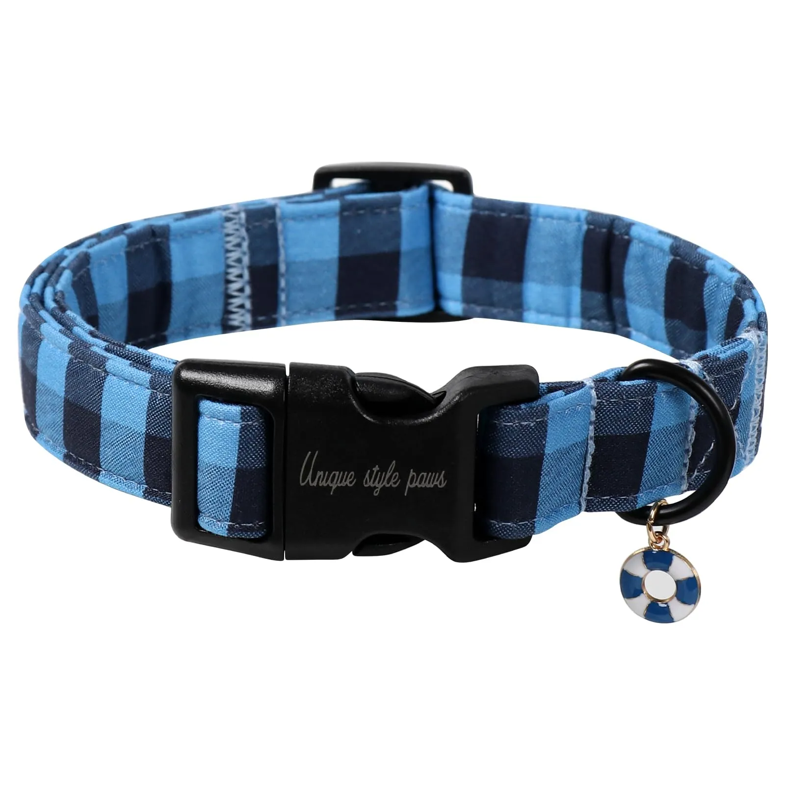 Unique Style Paws Collare per cani, Collare a quadri con chiusura rapida in fibbia di plastica, comodo collare in cotone per cani maschi e femmine