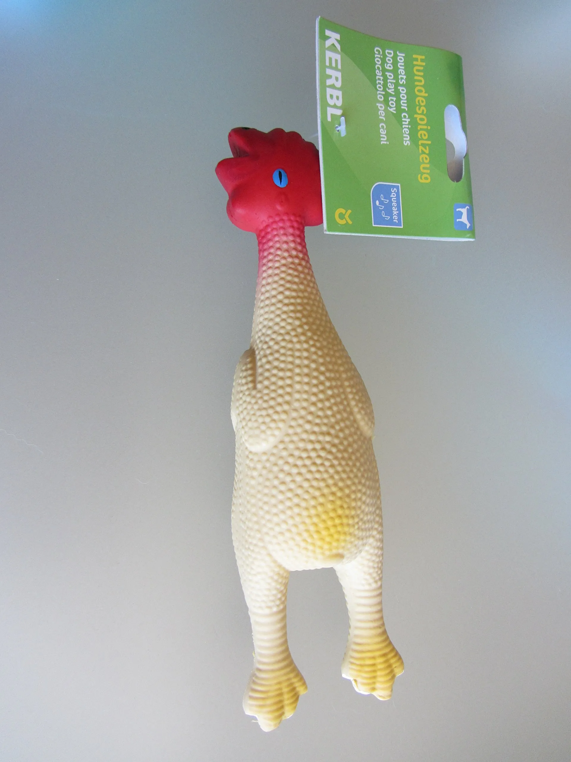 Kerbl Pet Pollo, Giocattolo per Cani, Giocattolo da Masticare, 23cm, Giallo/Rosso, Lattice, con Squeaker