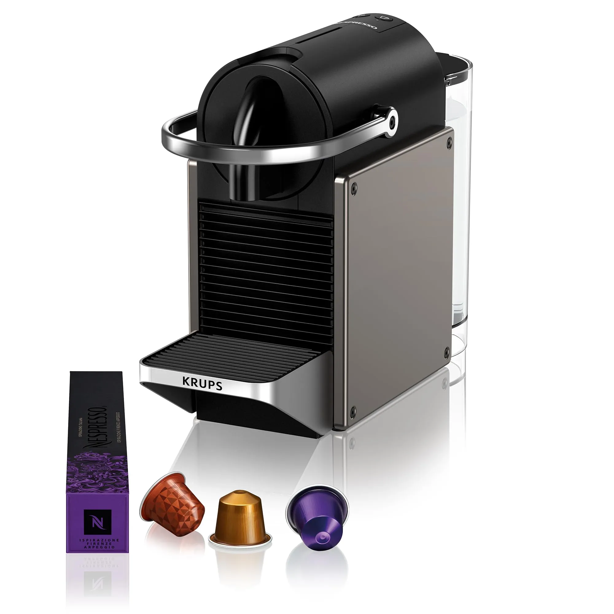 Krups Nespresso Pixie, Macchina per Caffè, Titan, XN306TK