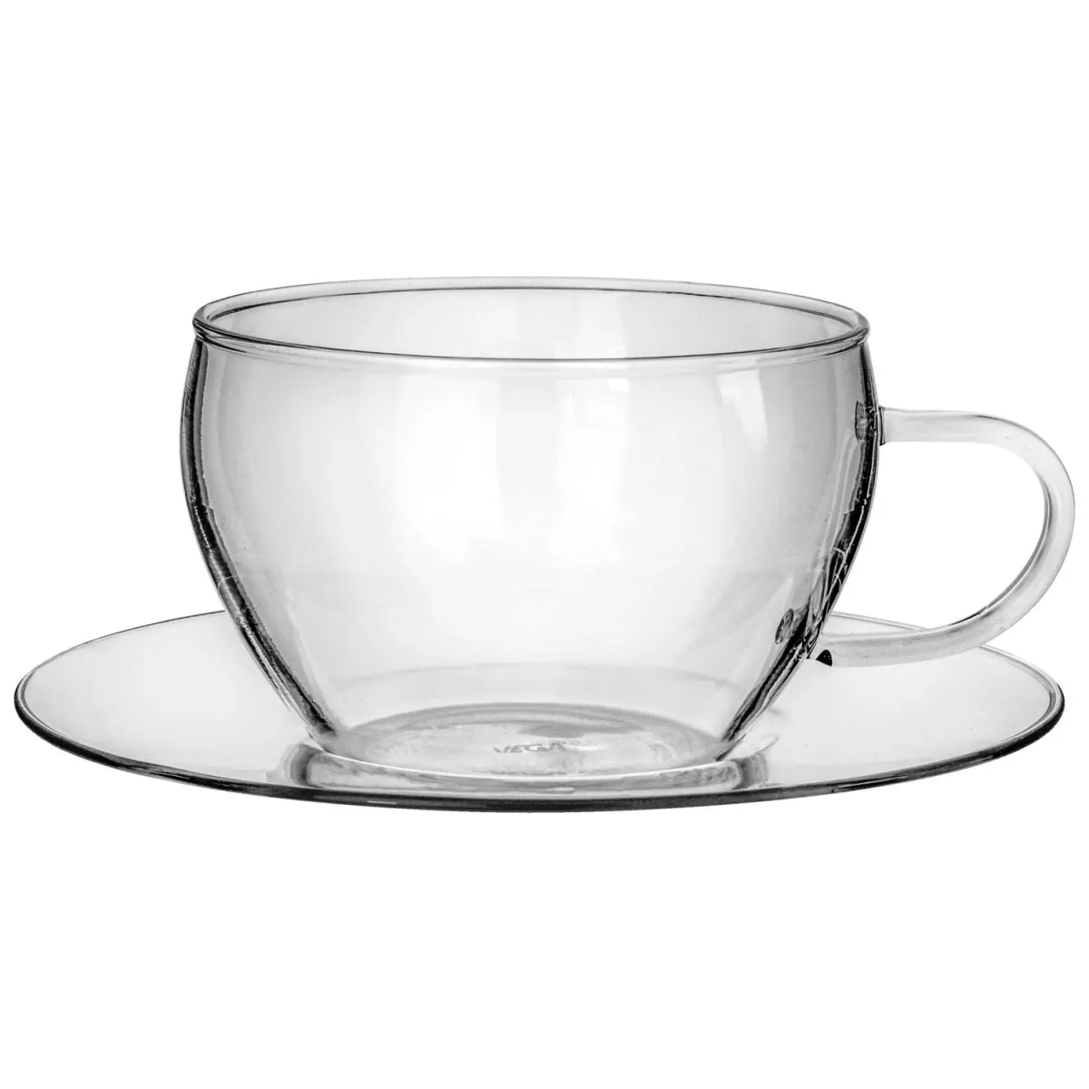 6x VEGA Tazza e piattino cappuccino Nini; 250 ml, 8.8x6.1 cm (ØxH); trasparente; 6 pz. / Pacco