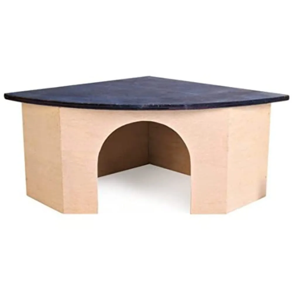Croci Wood Corner House Blue - Casetta in legno per roditori, 29x13x21 cm