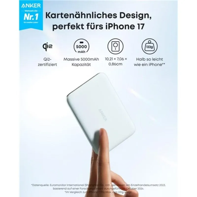 Power Bank Anker A1665031 15 W Ricarica Wireless Blu
