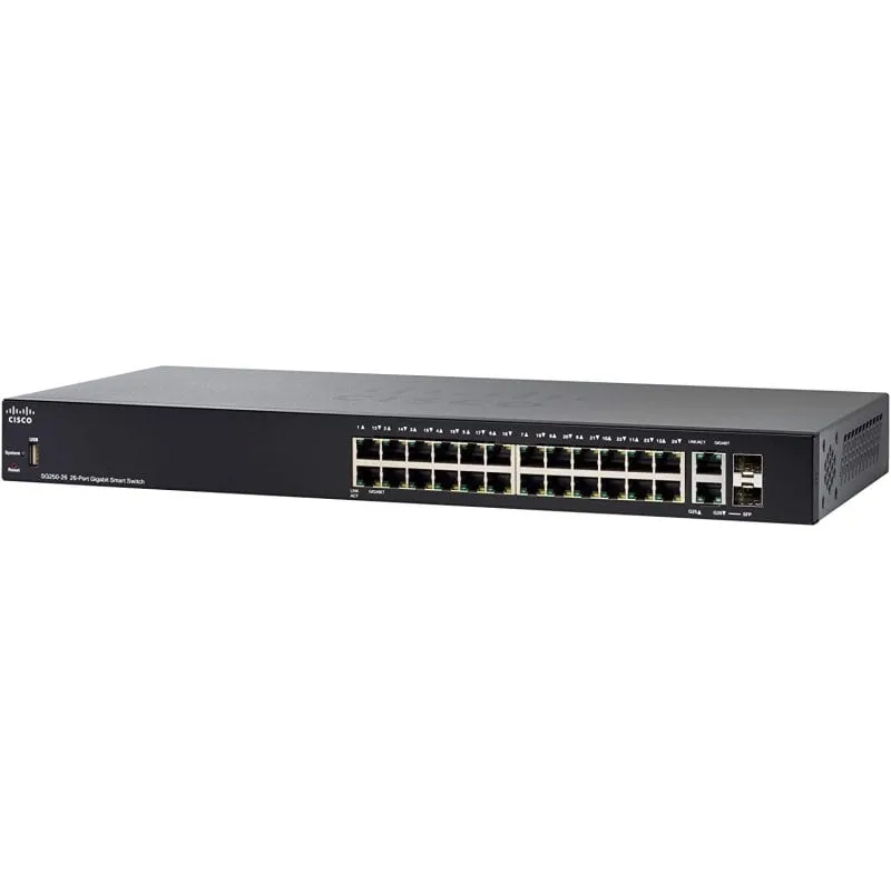 Switch intelligente Cisco SG250-26 con 24 porte Gigabit + 2 porte SFP