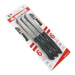Set coltelli bistecca Inox 6 pz lama dentata (11,5cm) TOP Nero 27TPB06N