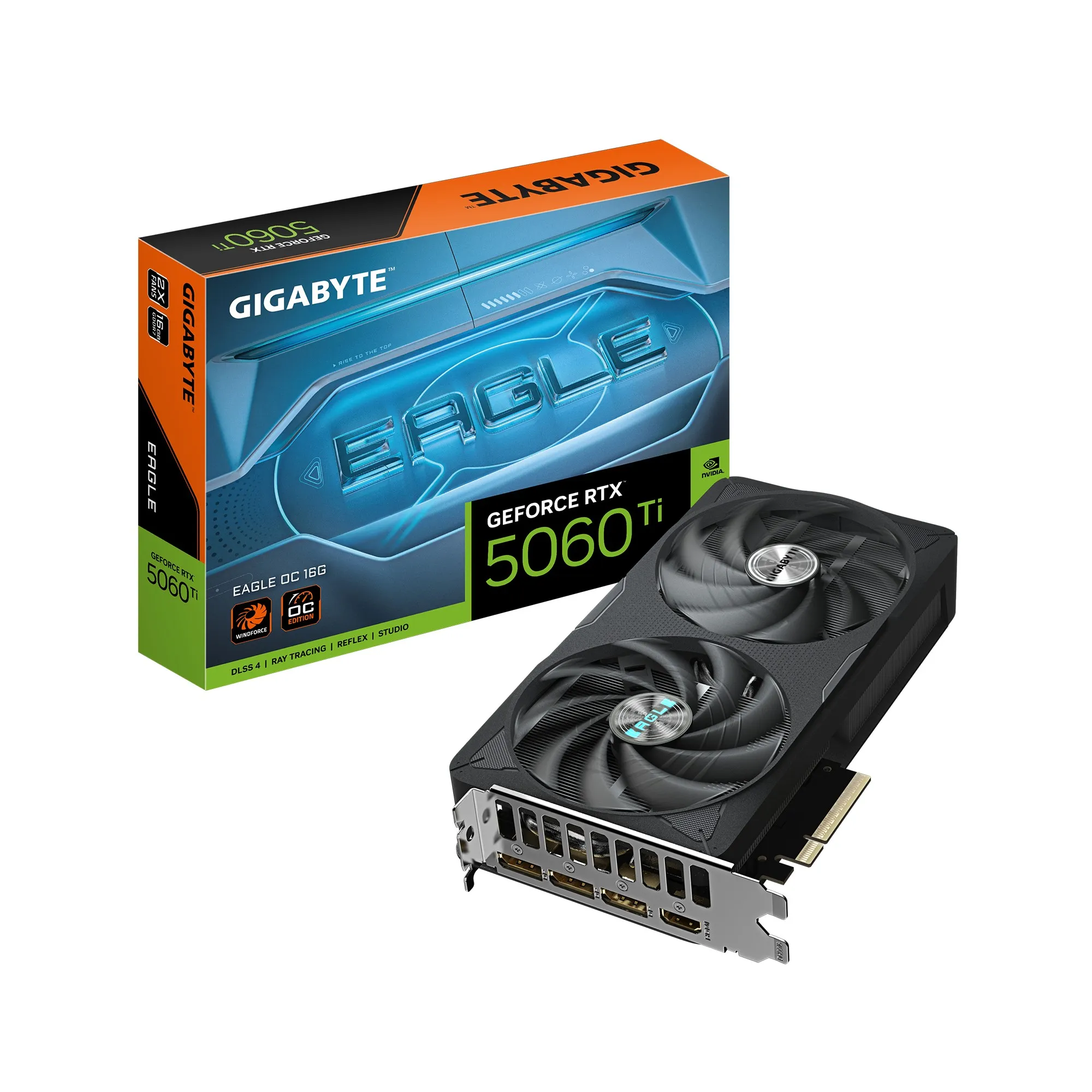 GIGABYTE GeForce RTX 5060 Ti EAGLE OC 16G Scheda Grafica  16 GB GDDR7 128 bit PCI-E 5.0 2617 MHz Frequenza del core 3 x DisplayPort 1 x HDMI GV-N506TEAGLE OC-16GD