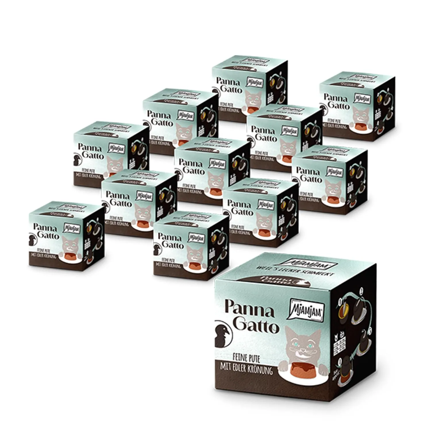 MjAMjAM - Cibo umido Premium per gatti - Panna Gatto - Pregiato tacchino con raffinata guarnizione, 1 confezione (2x80g), senza cereali