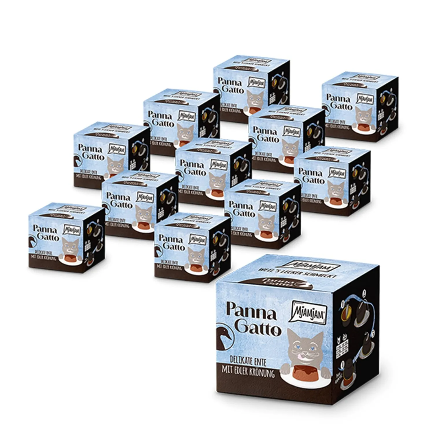 MjAMjAM - Cibo umido Premium per gatti - Panna Gatto - Delicata anatra con raffinata guarnizione, confezione da 1 (2x80g), senza cereali