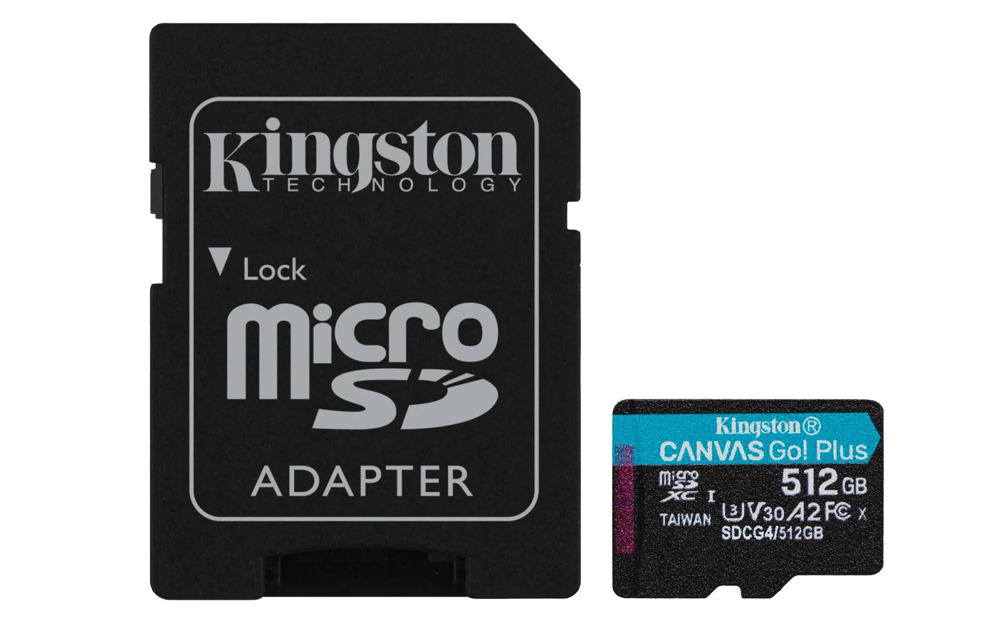 Kingston Technology Scheda microSDXC Canvas Go Plus Gen4 200MB/s A2 U3 V30 da 512 GB + adattatore