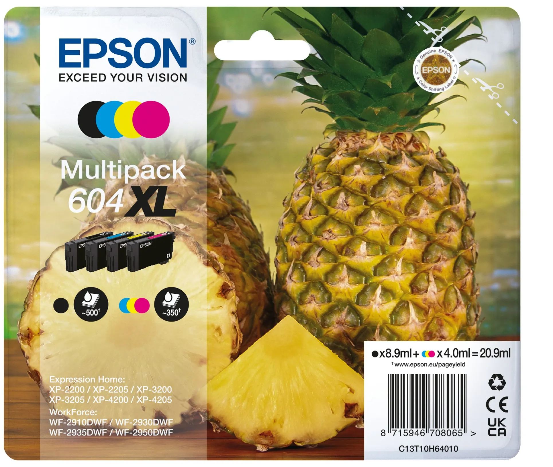 ORIGINALE Epson Multipack nero / ciano / magenta / giallo C13T10H64010 604 XL 1550 pagine 4ml