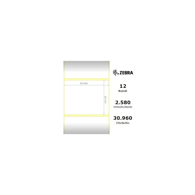 ORIGINALE Zebra Etichette 800261-105 12PCK Z -Select 12 Rotoli termo 2000D 3175x254 mm 2580 Et./Rotolo