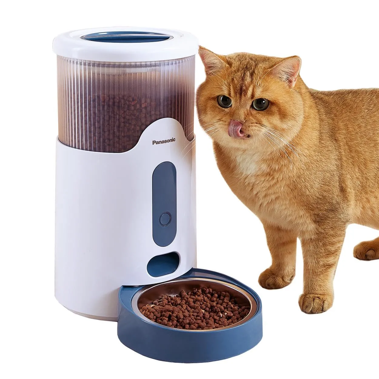 Panasonic CP-JNF01-W Dosatore di Cibo Smart per Animali, Mangiatoia Automatica per Gatti e Cani di Taglia Medio-Piccola, Capacità 2,8L, App Telecomando, Monitoraggio Livello Cibo, Wi-Fi, Bianco