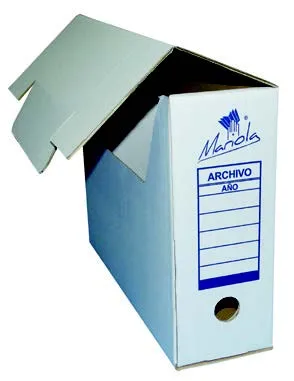 Scatola portadocumenti permanente Mariola formato Extended Folio - Dimensioni: 275x12x39 cm - Ideale per organizzare documenti - Colore: Bianco e Blu