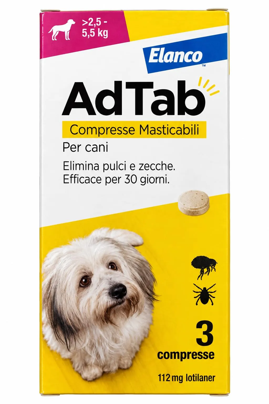 AdTab Compresse Masticabili per cani >2,5-5,5 Kg - 3 compresse