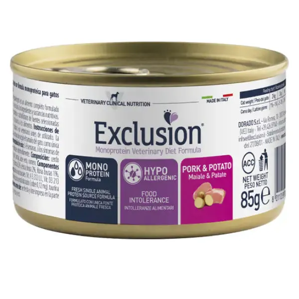 Exclusion Diet Cat Hypoallergenic 85 gr Maiale e patate