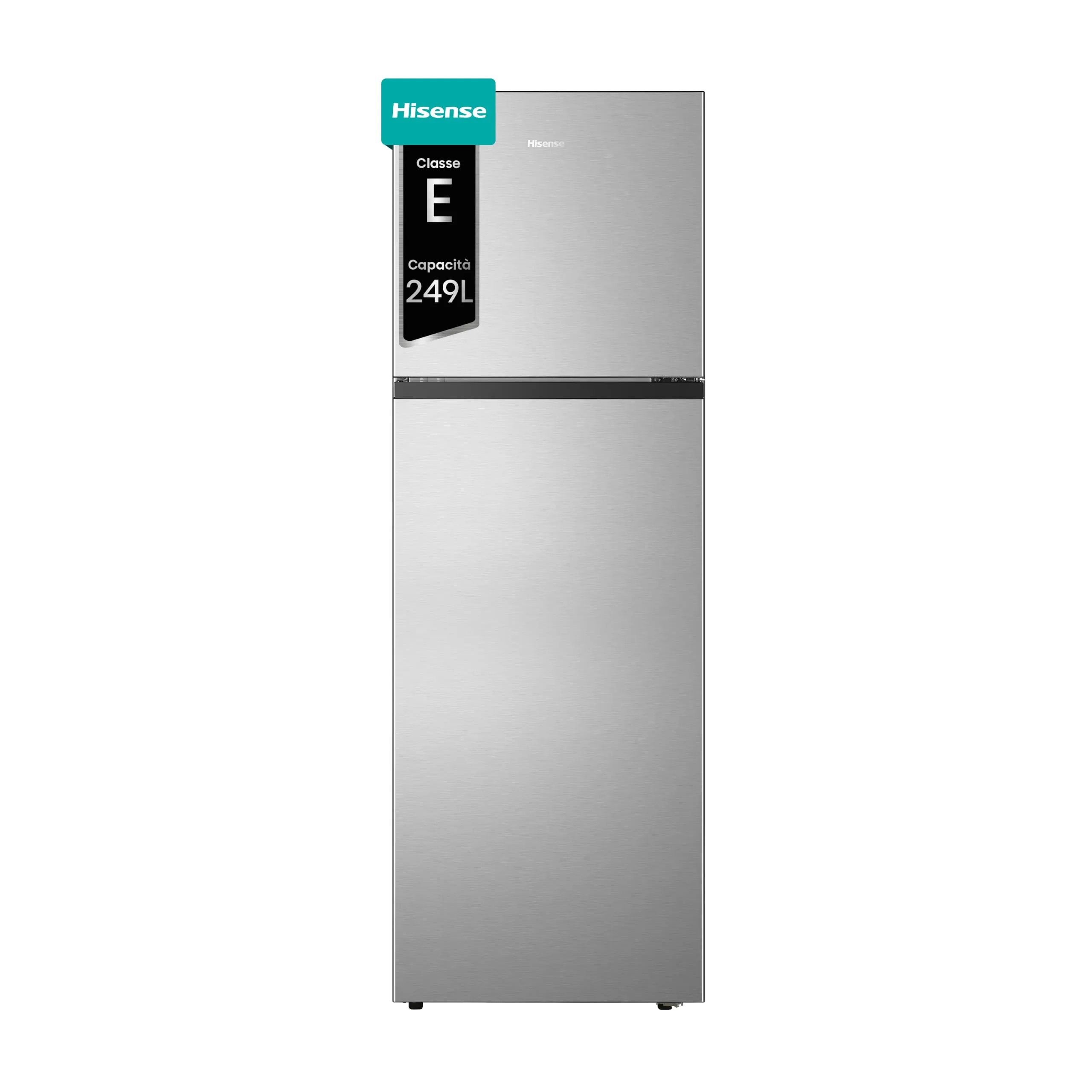 Hisense RT327N4ACE Frigorifero Doppia Porta a libera installazione Total No Frost, sistema di ventilazione Multi Air Flow, Larghezza 55 cm, Colore Inox, Capacità netta 249 L