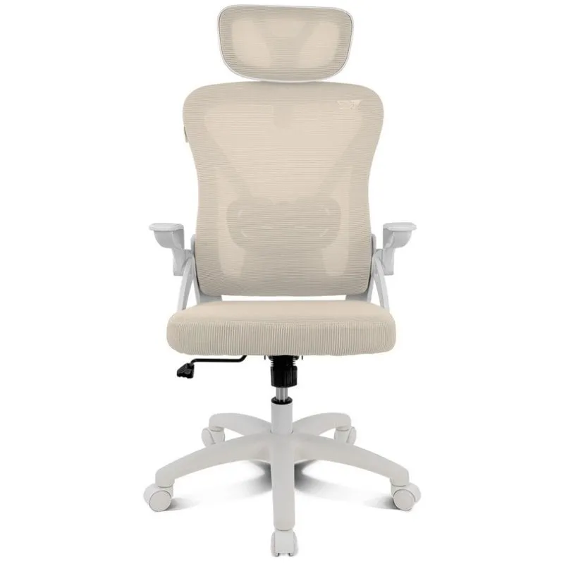 Sedia ergonomica Drift DRAIR35 Bianco Beige Schienale a rete Braccioli Ribaltabili