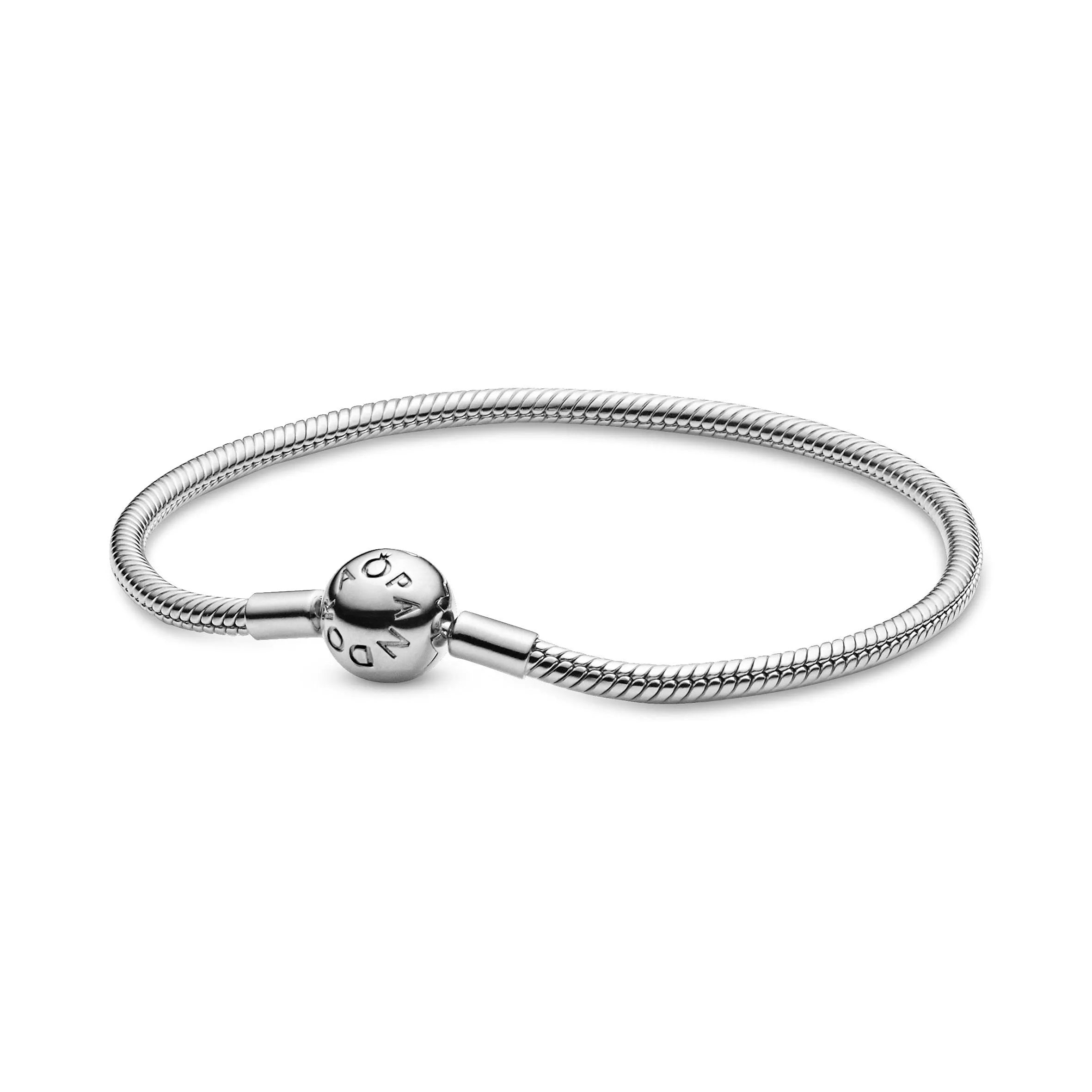 PANDORA Icons Bracciale in maglia snake in argento con chiusura rotonda, 20