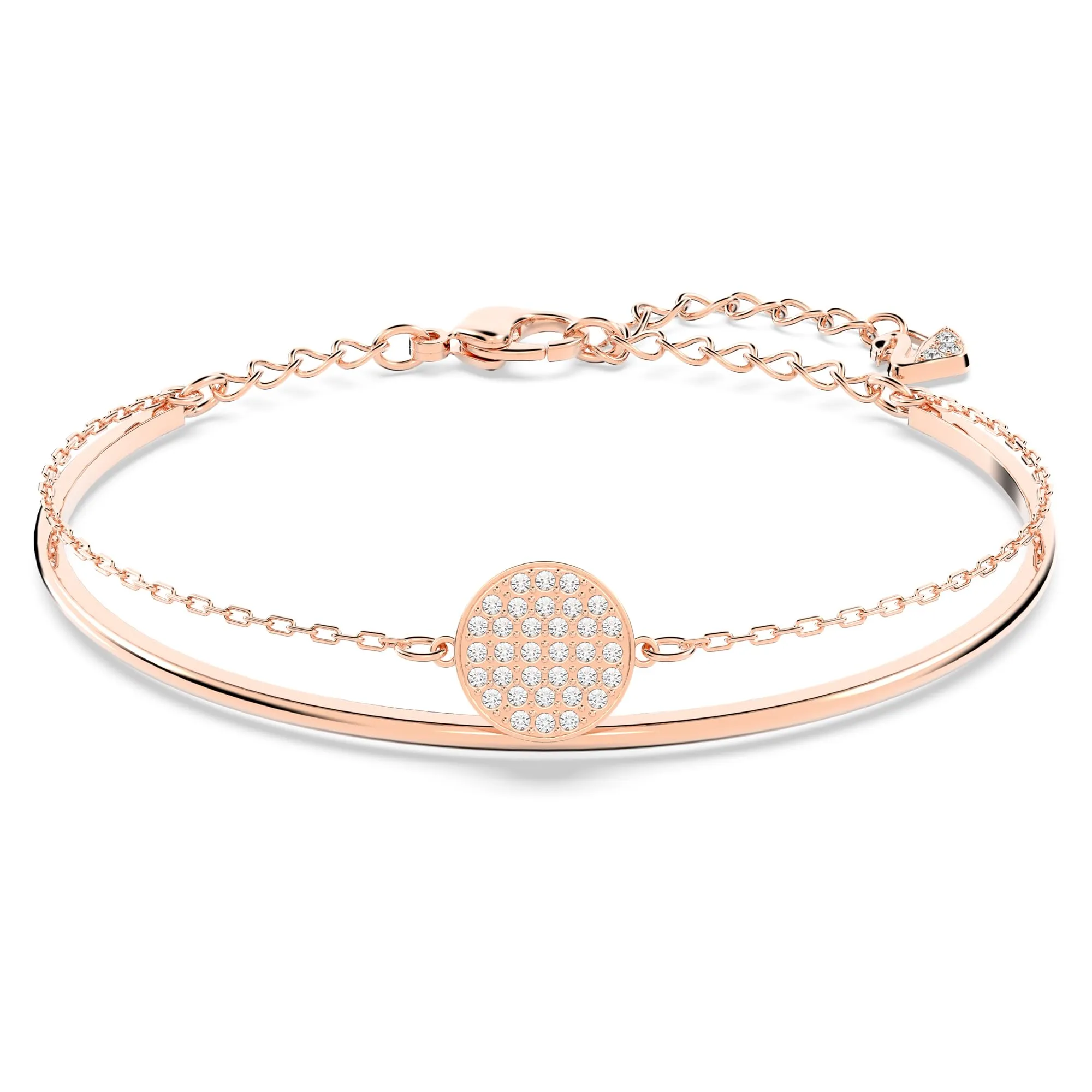 Swarovski Bracciale rigido Ginger, Bianco, Placcato color oro rosa