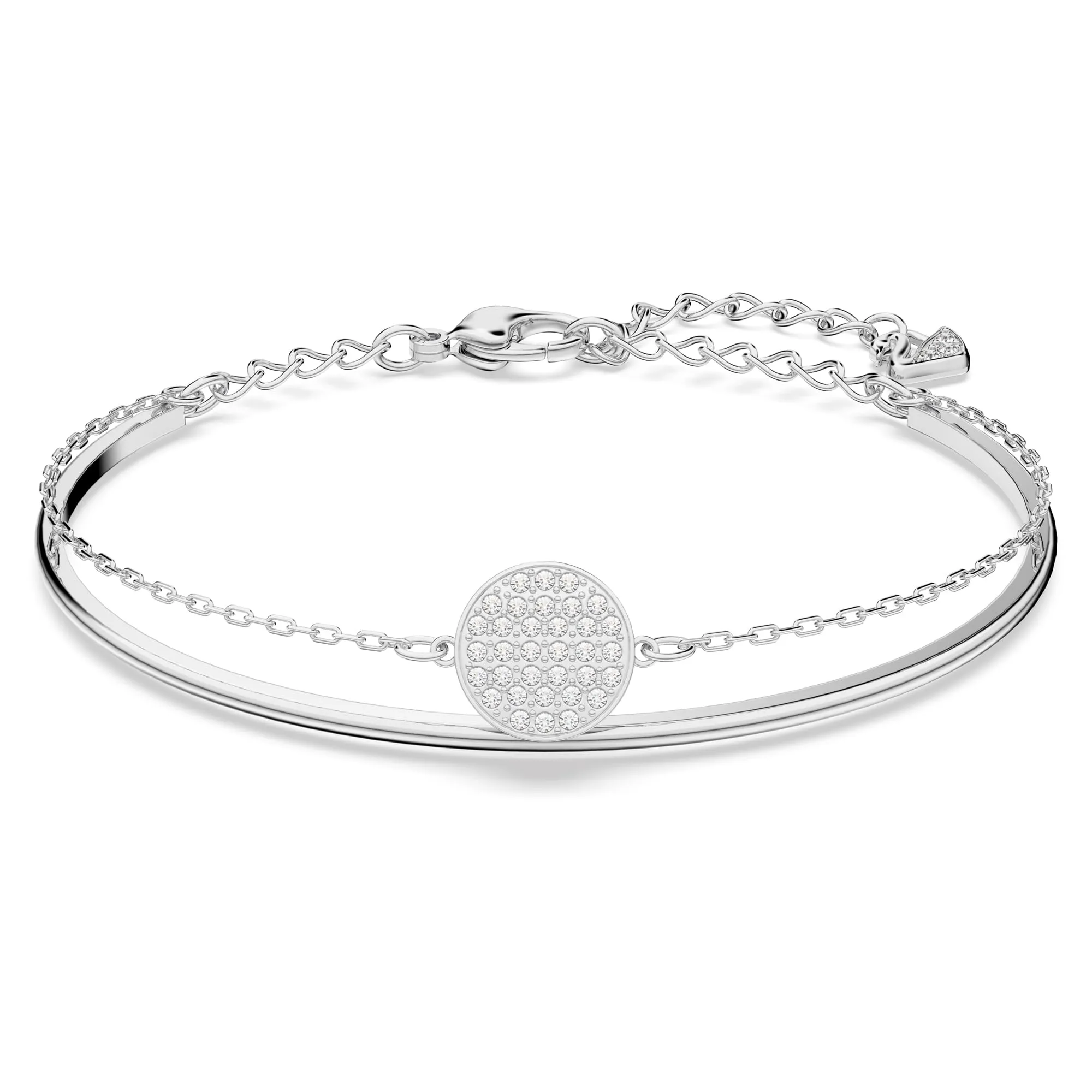 Swarovski Bracciale rigido Ginger, Bianco, Placcato rodio
