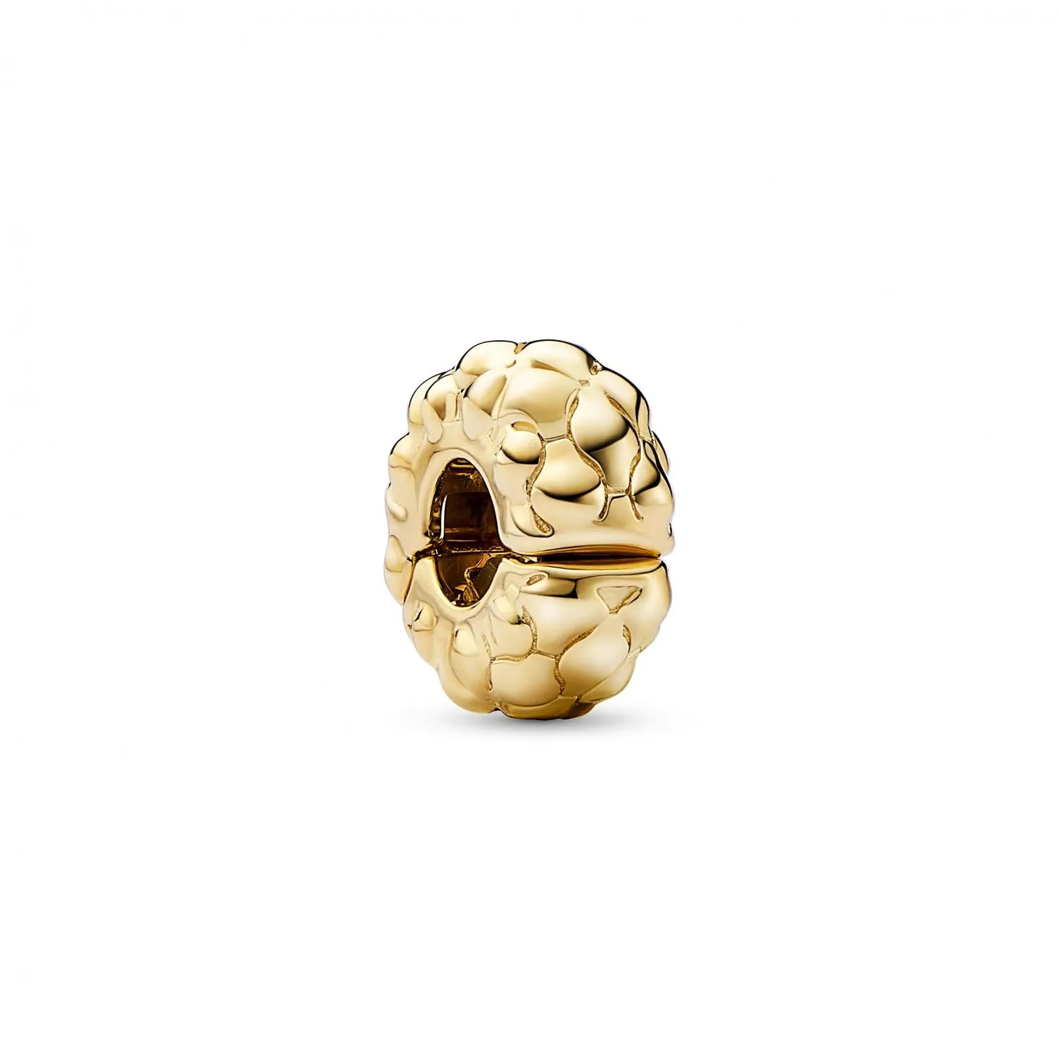 PANDORA Clip Moments con motivo borchiato placcato in oro 14k con impugnatura in silicone