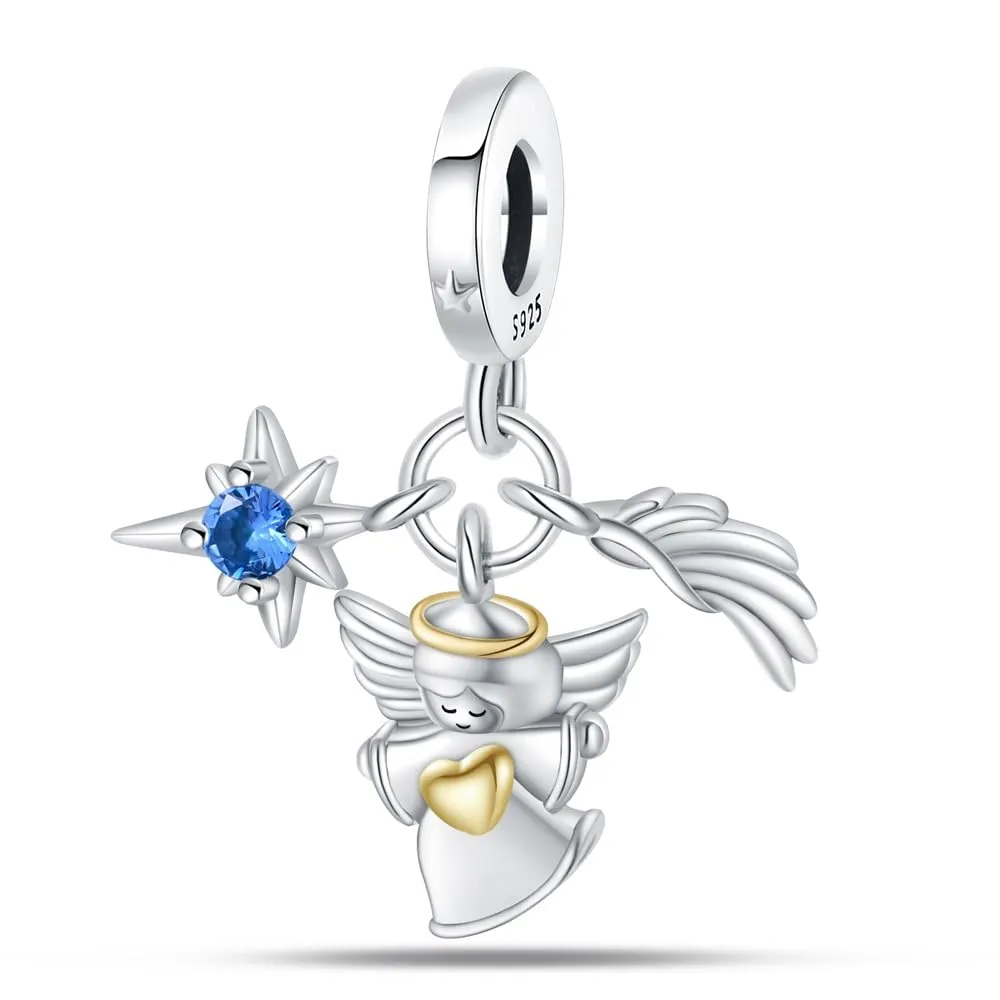 LONGLUCK Natural Starry Sky Charm，925 argento sterling Cubic Zirconias Bead Charm per le donne Bracciale & Collana, gioielli fai da te per le ragazze.