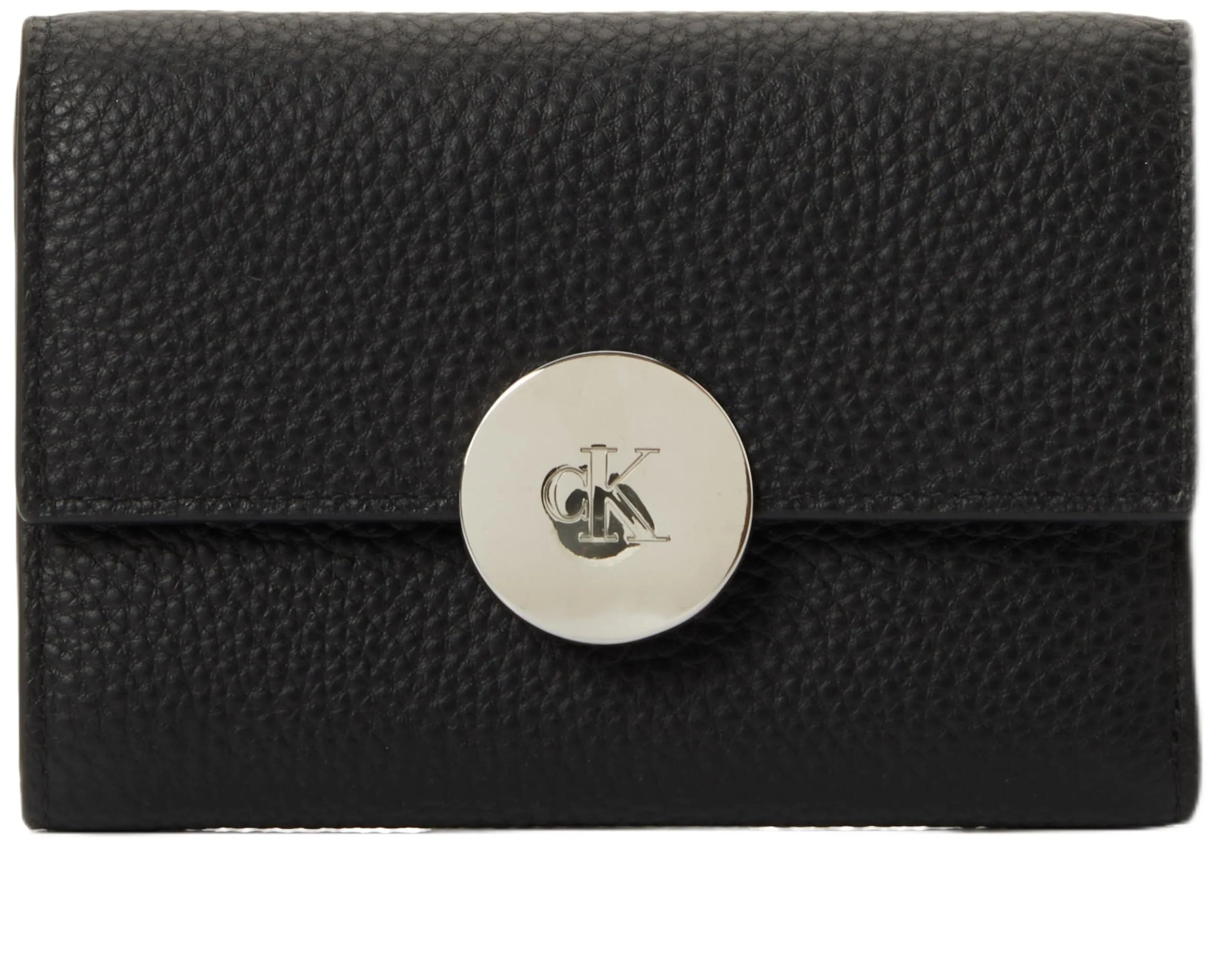 Calvin Klein Donna Portafoglio Round Pebble Trifold in Pelle, Nero (Black), Taglia Unica