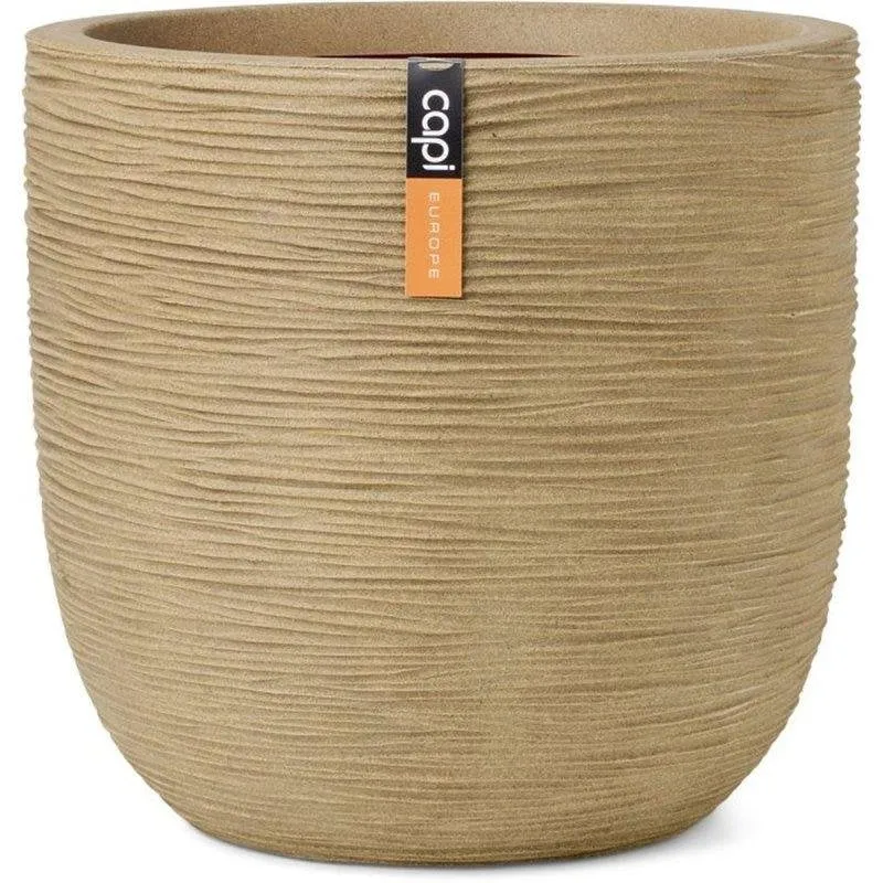 Vaso rotondo Capi Europe Rib NL beige resina resistente 43 x 41 cm