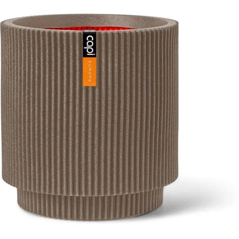 Vaso giardino cilindrico Groove NL Chaud Taupe 44 x 46 cm