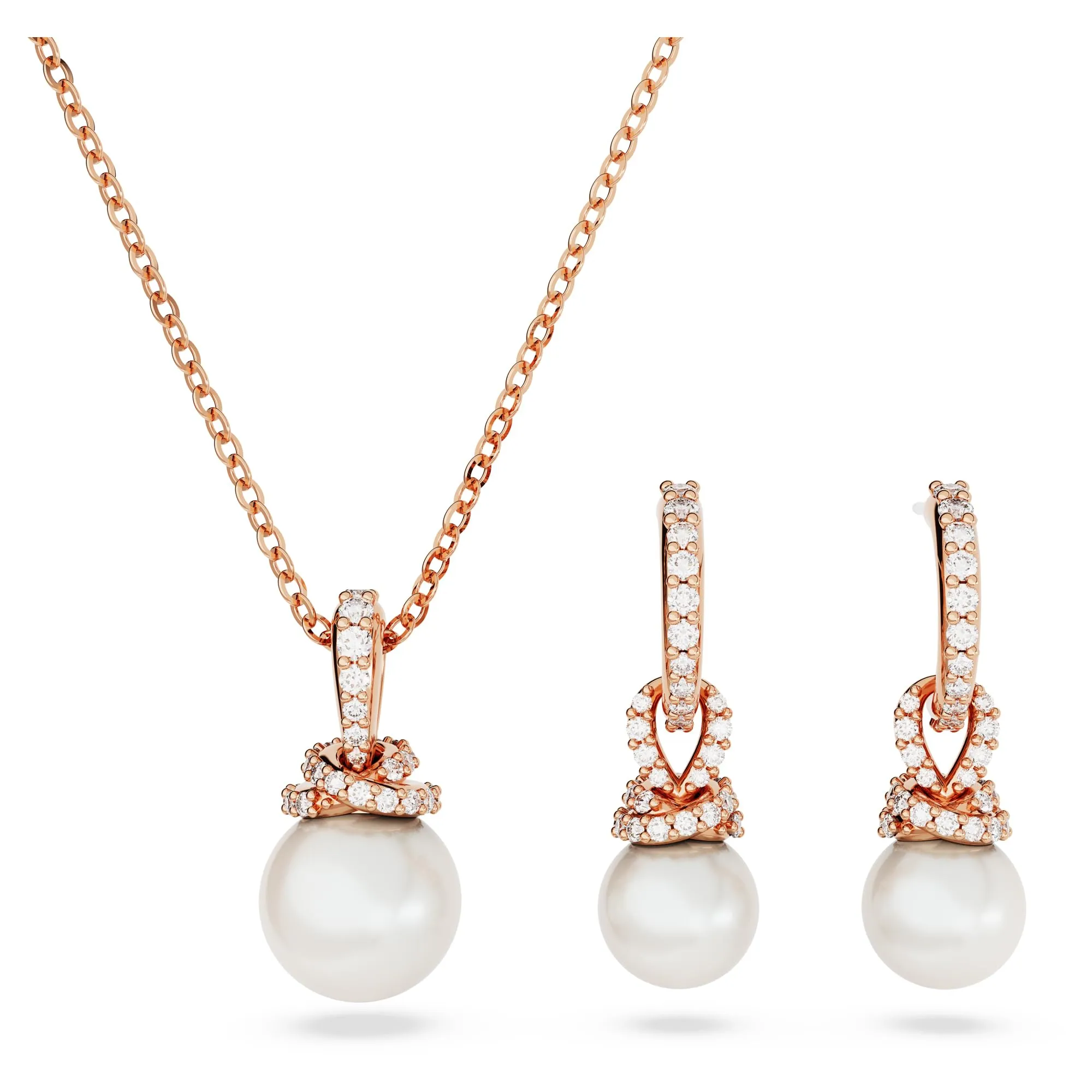 Swarovski Set Originally, Crystal Pearl, Bianco, Placcato color oro rosa