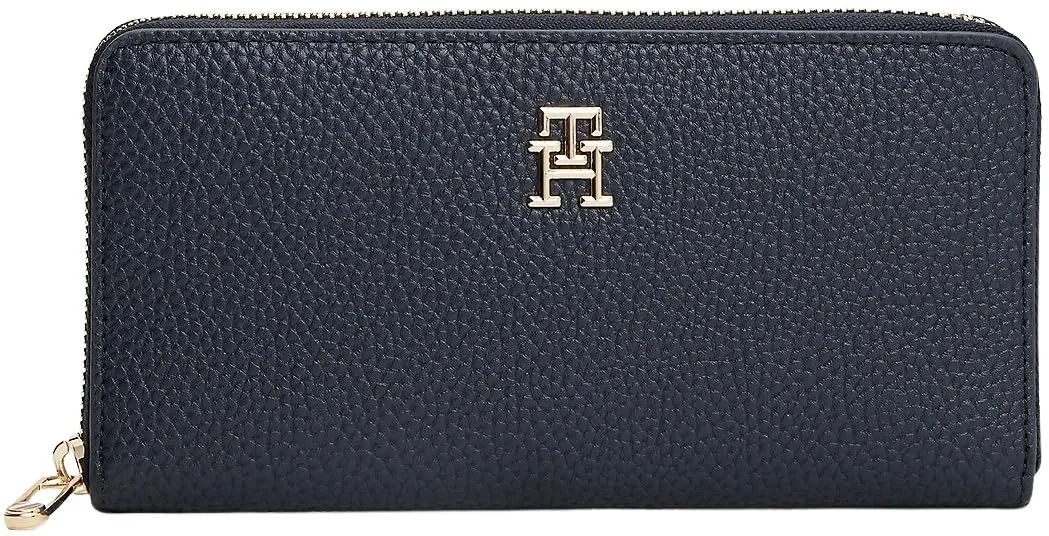 Tommy Hilfiger Donna Portafoglio Emblem Large con Zip, Blu (Space Blue), Taglia Unica
