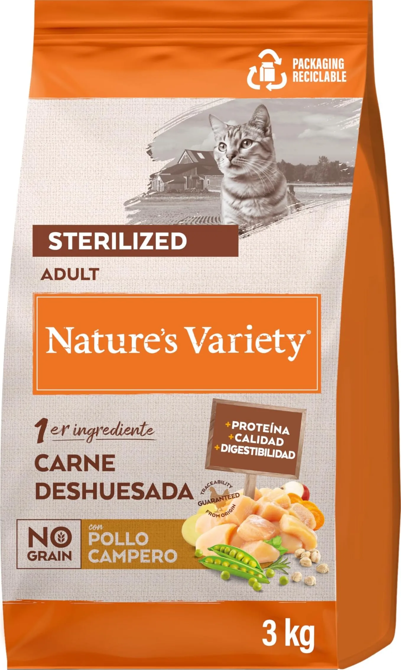 Nature's Variety Selected, Cibo per Gatti Sterilizzati con Pollo Allevato a Terra Disossato 3 kg