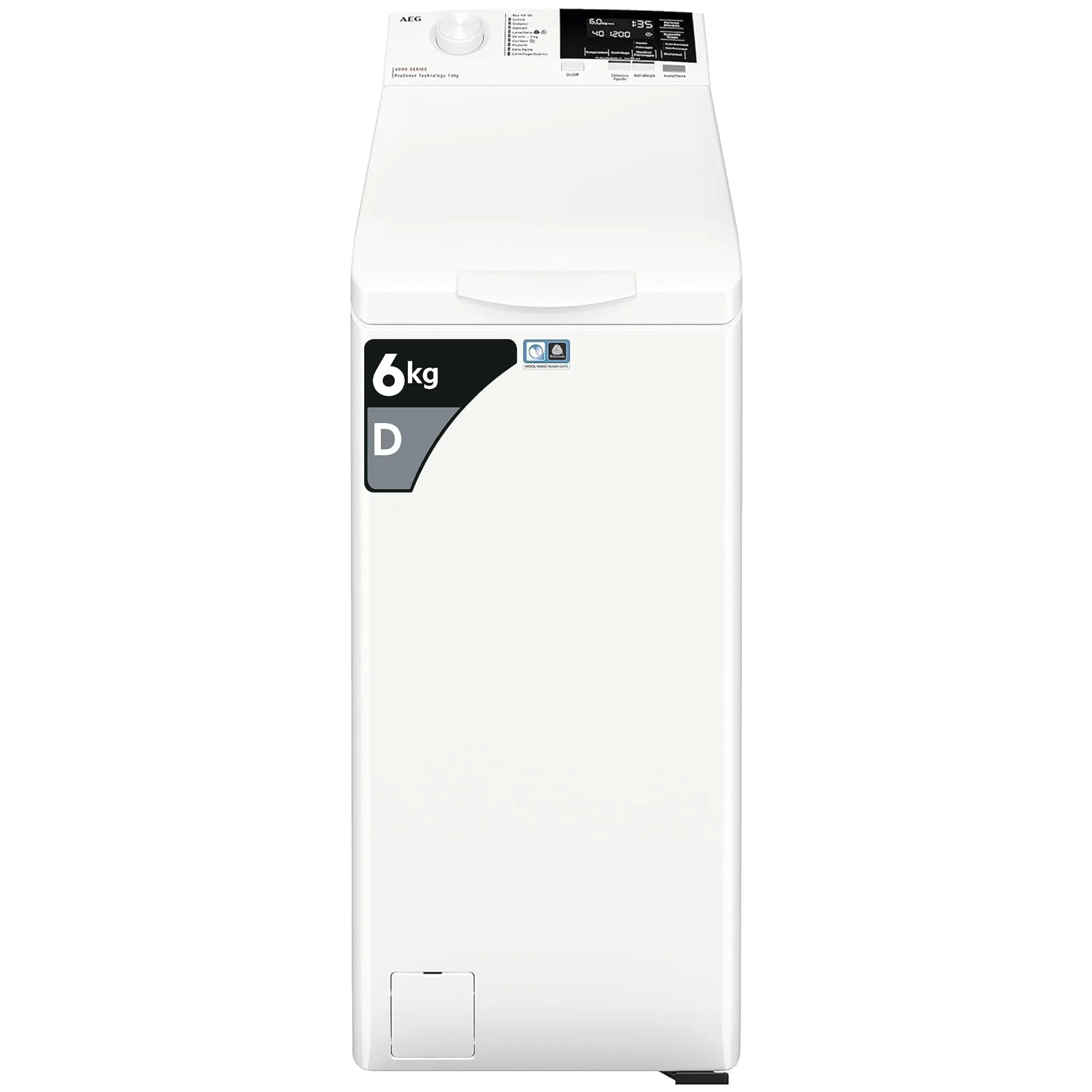 AEG ProSense Serie 6000 Lavatrice a carica dall'alto LTR6G72E, 7 kg, opzione SoftPlus, programma Eco TimeSave, colore bianco