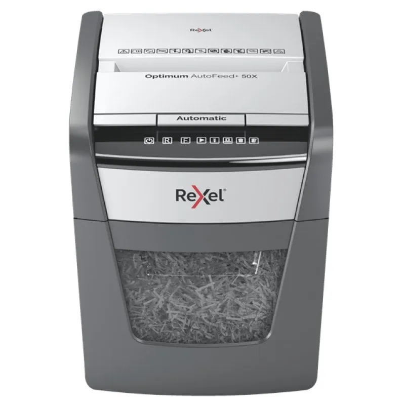 Rexel Optimum AutoFeed+ 50X distruggi documenti Triturazione incrociata 55 dB 22 cm Nero, Grigio