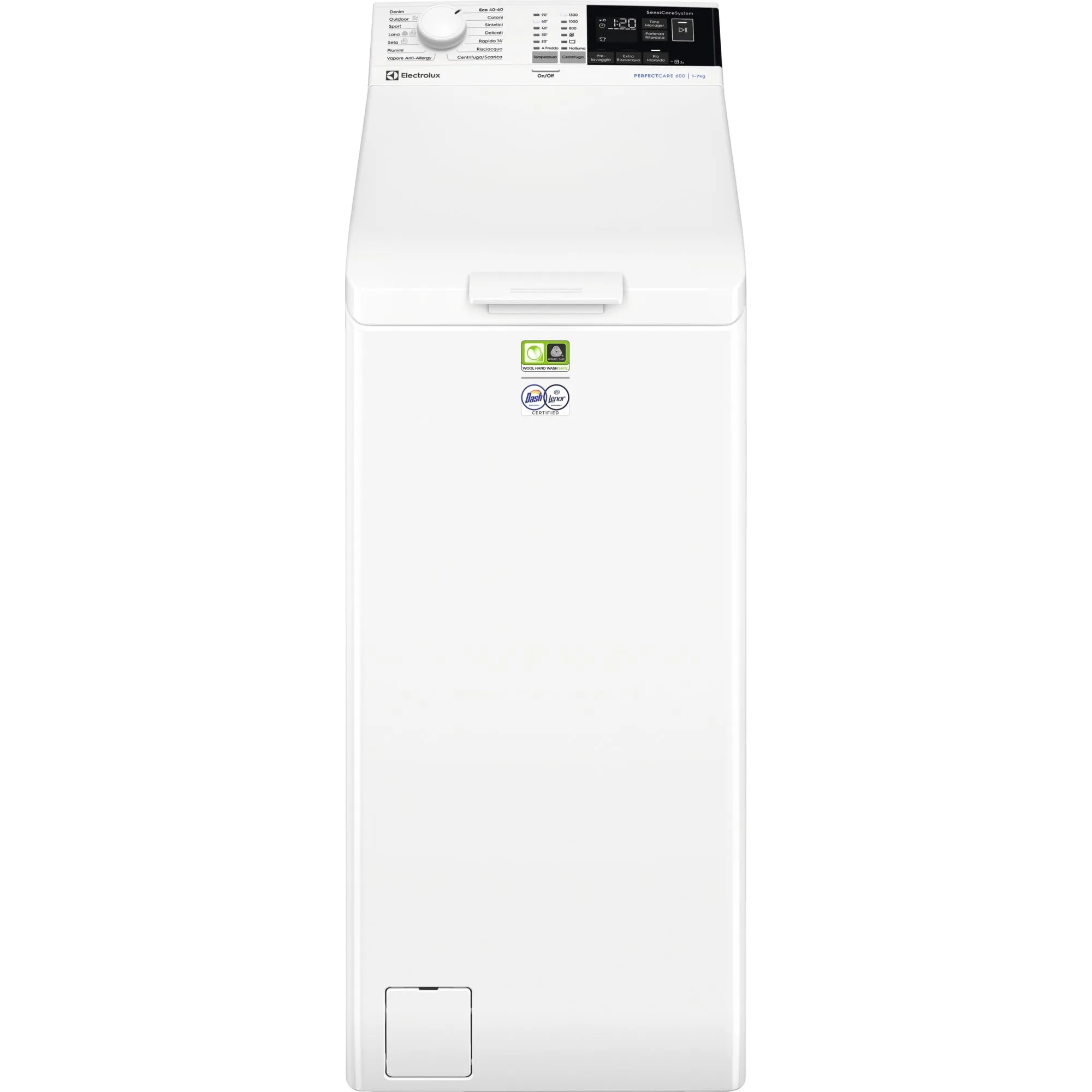 Electrolux 600 Lavatrice a Carica Dall'alto, 7 kg, EW6T437A, Classe A, Tecnologia SensiCare, Display LCD con Touch Control, Giri 1251, 600x400x890 mm, Bianco