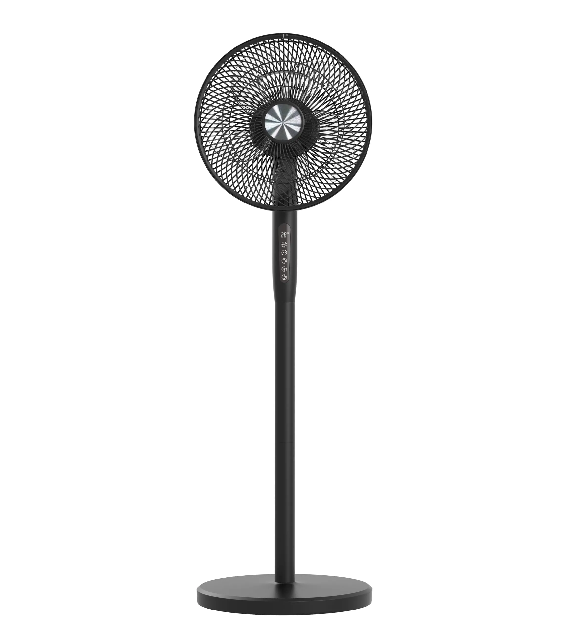 Techly 621680 Ventilatore 12" 2 in 1 con Piantana a 3 Altezze 12 velocità con Telecomando Oscillazione a 720° e Timer Nero