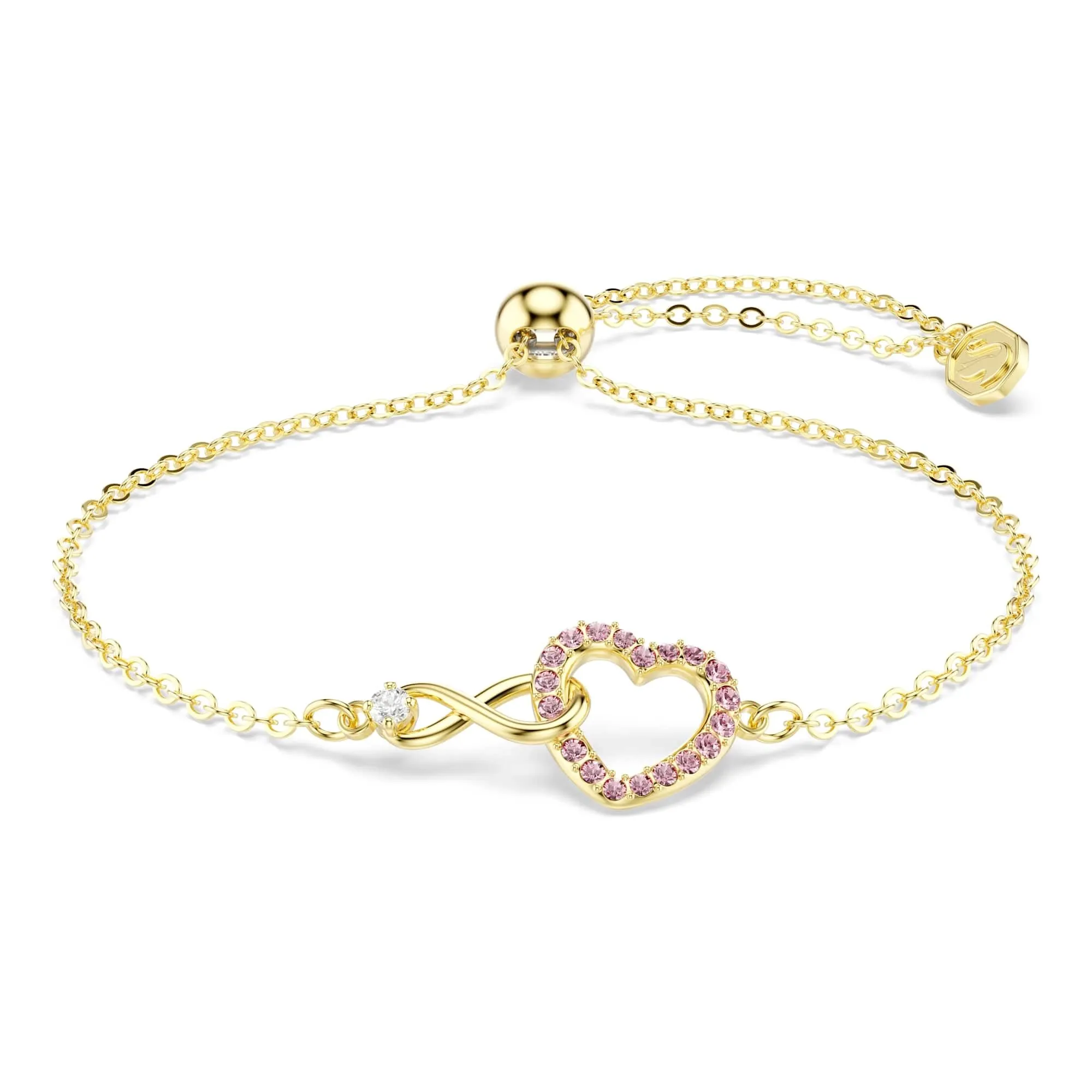 Swarovski Braccialetto Hyperbola, Cuore e infinito, Rosa, Placcato rodio