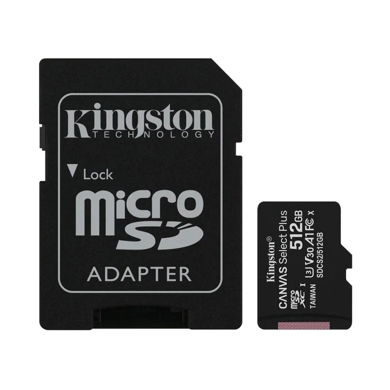 Kingston Canvas Select Plus MicroSDXC UHS-I 512GB Classe 10 + adattatore SD