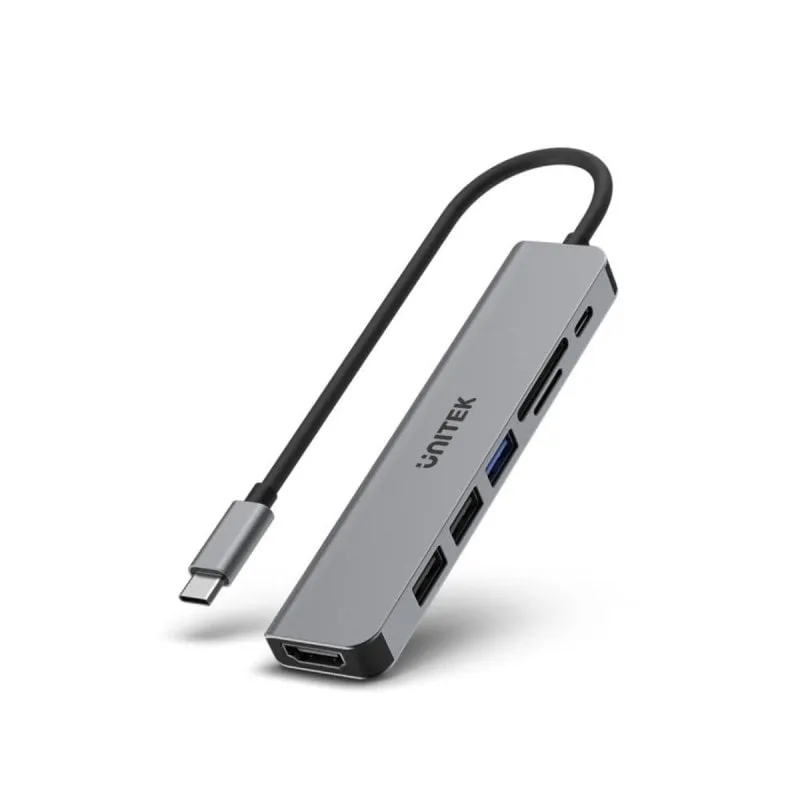 Hub UNITEK 7 porte USB 3.2 Gen 1 Type-C modello uHUB S7+ 100 W Lettore SD HDMI 4K