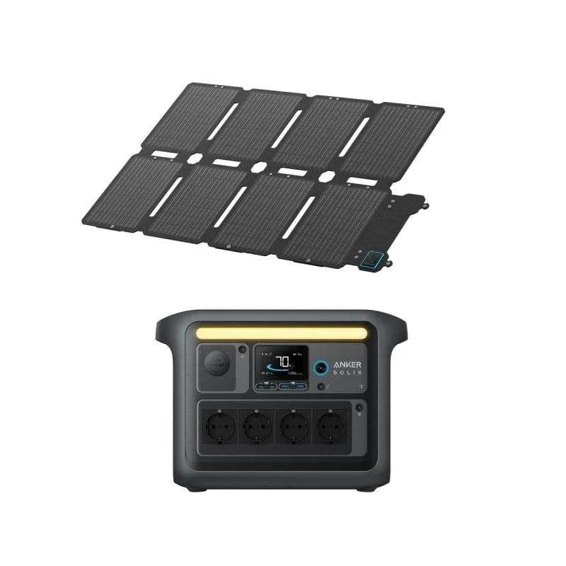 Stazione di energia Anker SOLIX C1000X 1056Wh 4 porte AC 4 USB 1 auto Batteria LiFePO4 Schermo LCD Caricatore solare App Wi-Fi