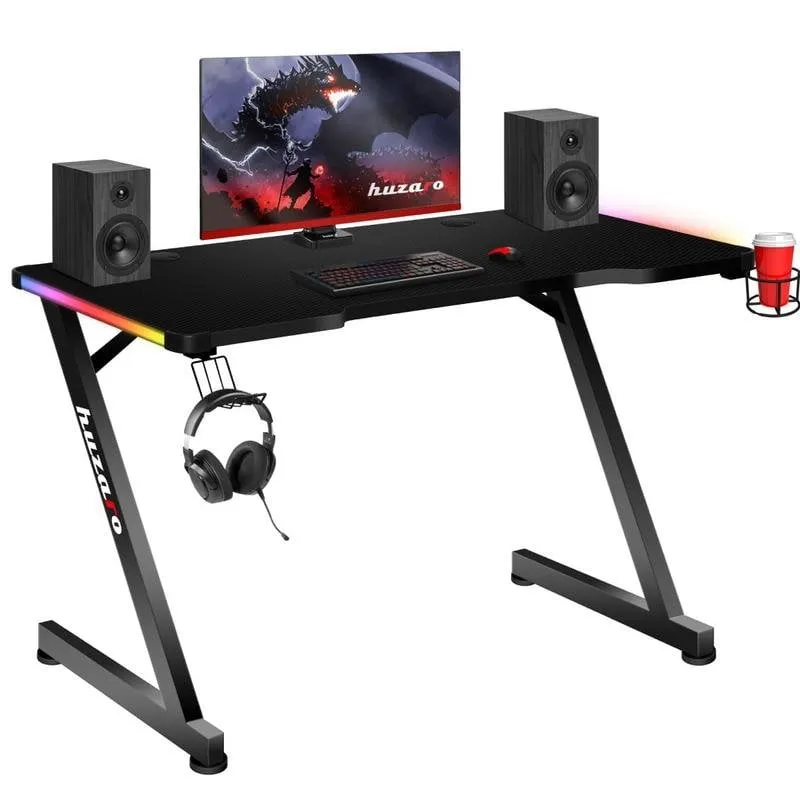 Mesa Gaming Huzaro 120 cm PVC Acciaio LED RGB Multicolore