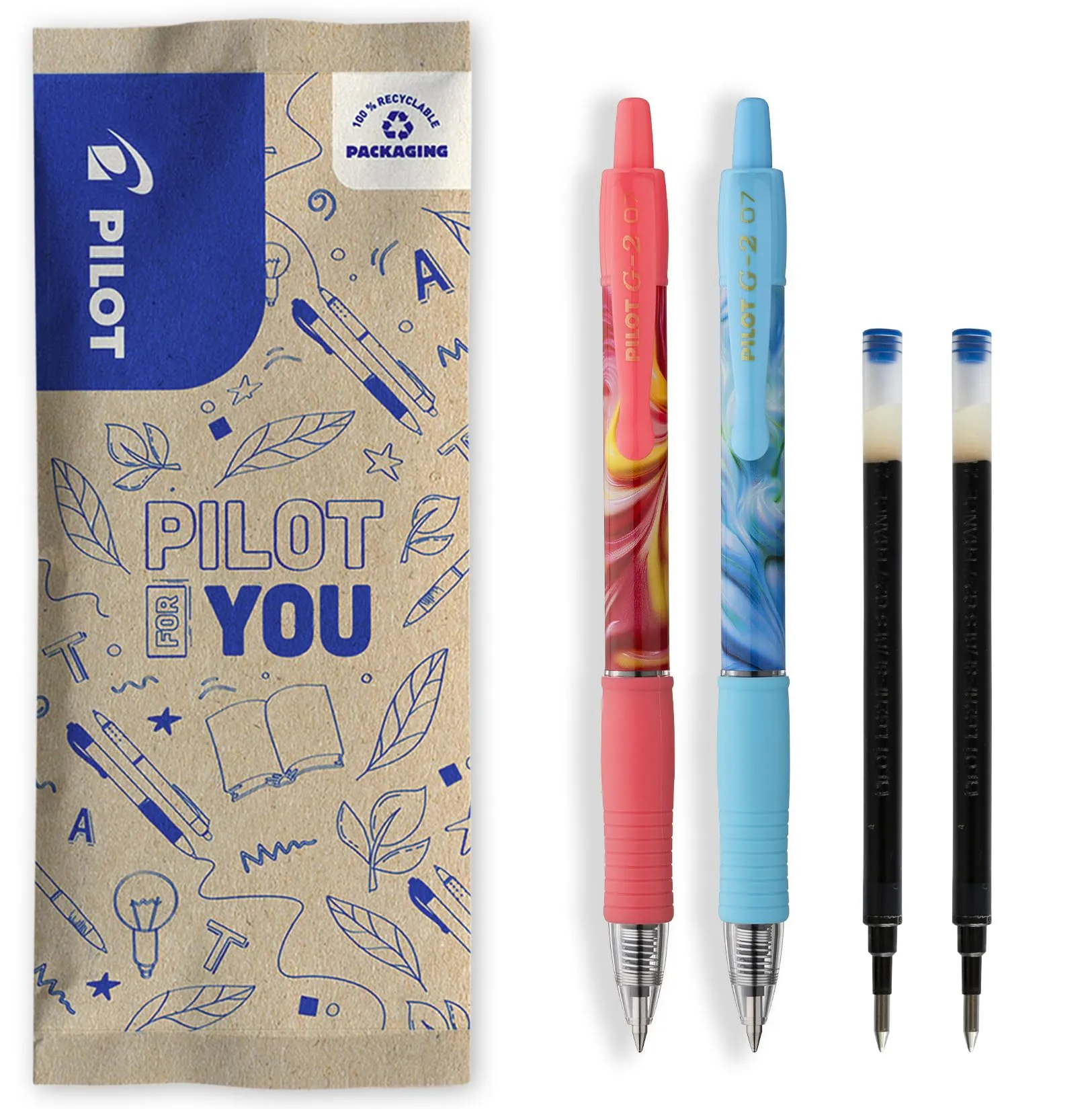 PILOT - 2 G2 Flow + 2 Ricariche - Roller Gel - Edizione Limitata - Blu