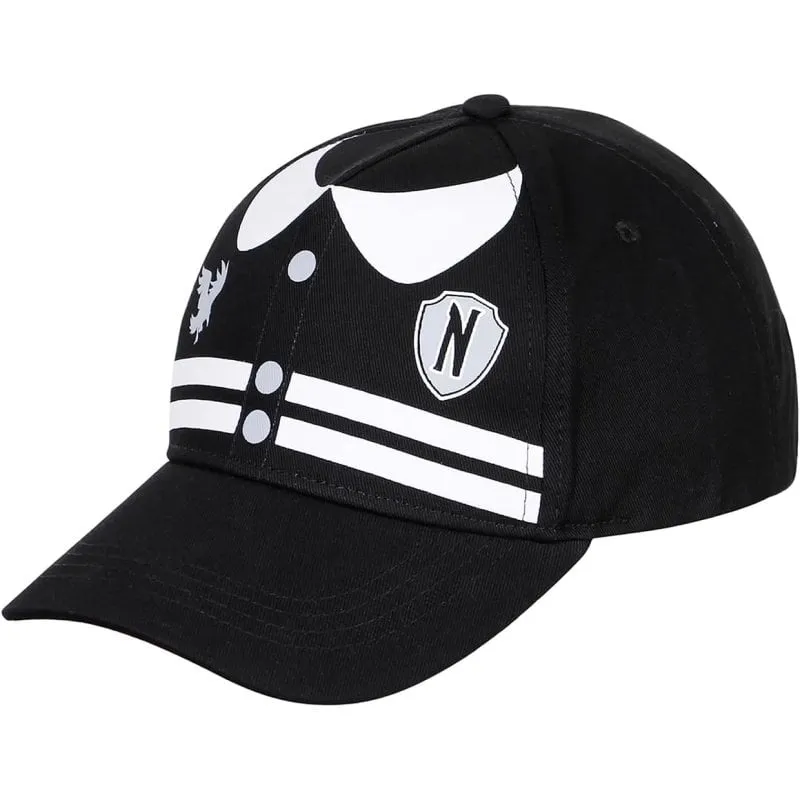 Cappellino Varsity Karacter Mania Wednesday Addams Nero Policotone Ufficiale