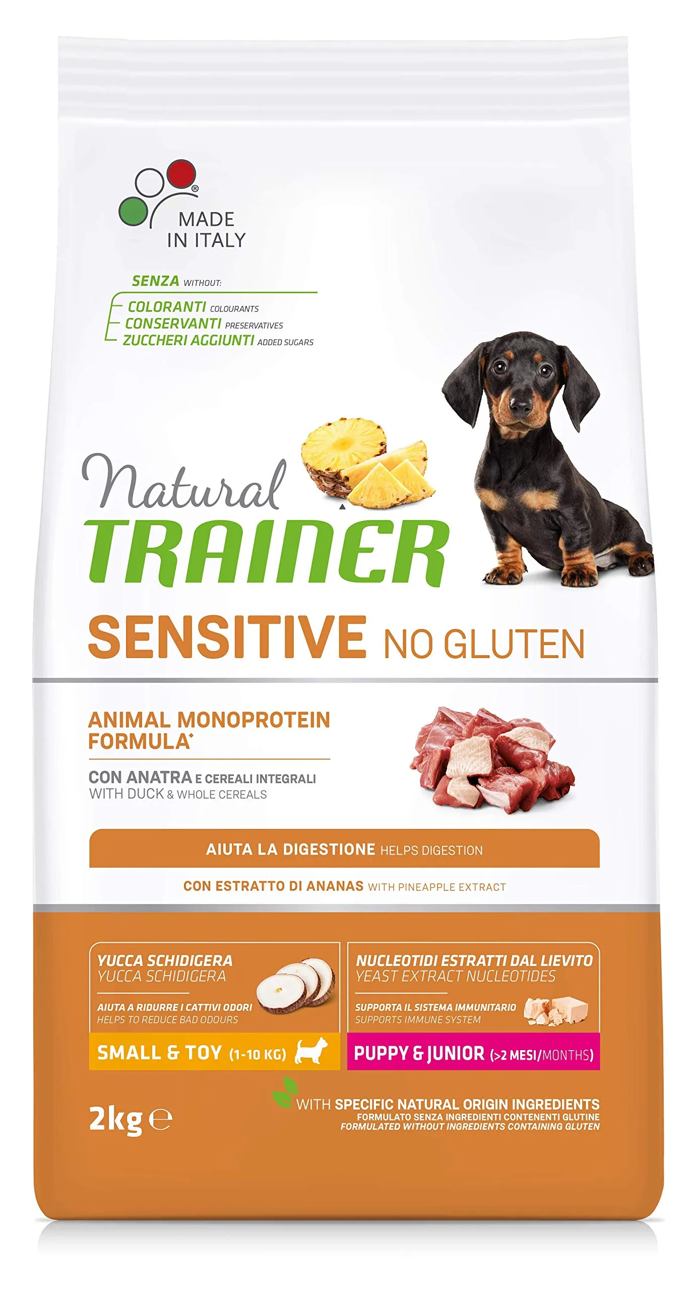 Natural Trainer Sensitive No Gluten Cibo per Cani Puppy&Junior con Anatra - 2kg