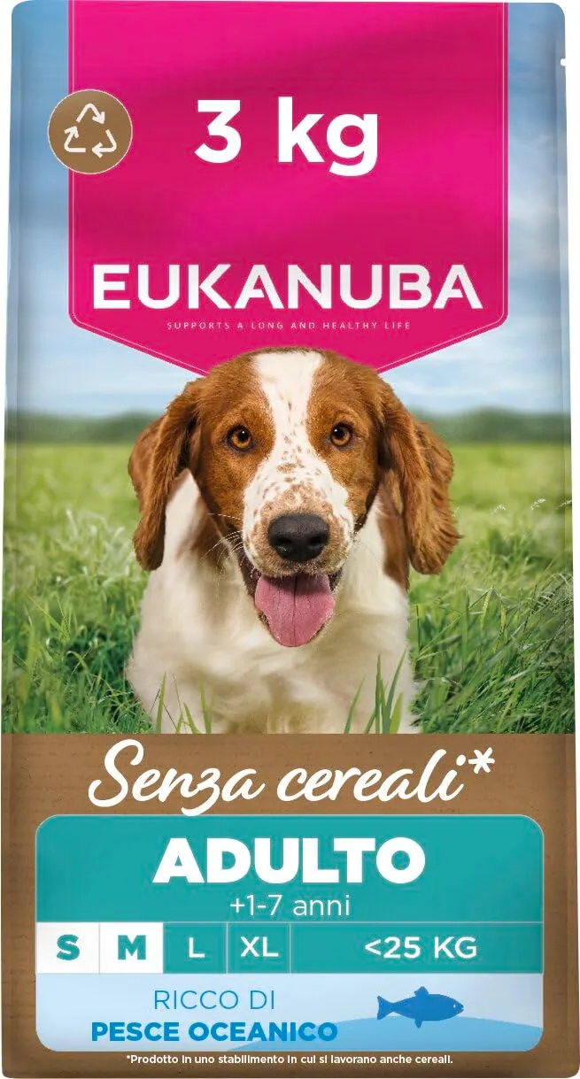 EUKANUBA Crocchette per cani adulti taglia piccola/media con pesce, 3 kg